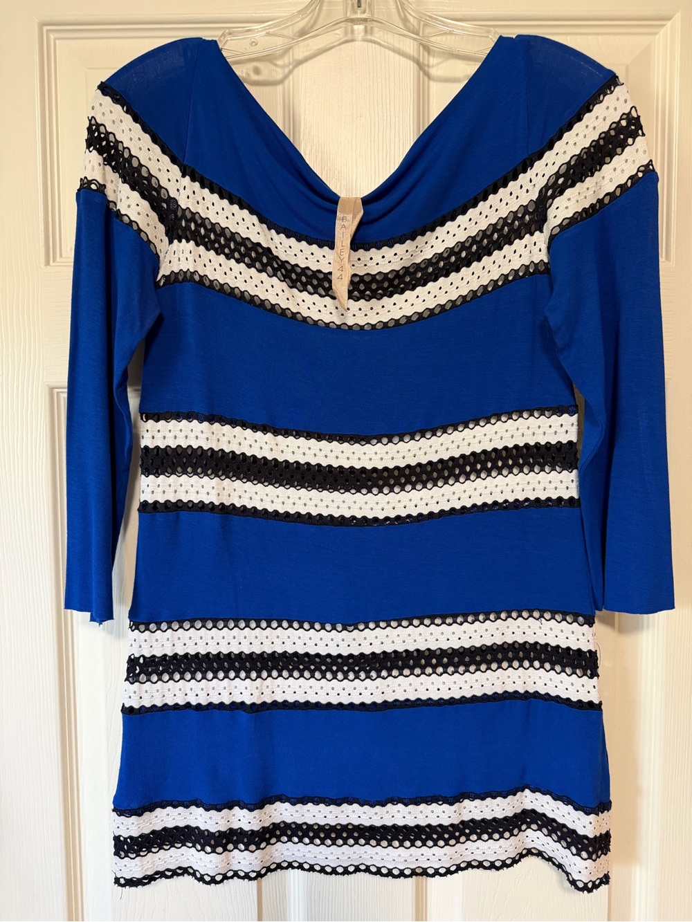 Bailey 44 Royal Blue, White & Black Striped Knit Top